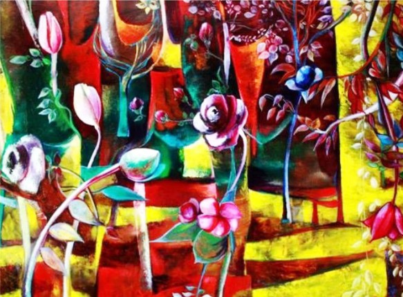 Mariné Zuloyan, Peintures - Les Fleurs, LE JARDIN D'OCTOBRE