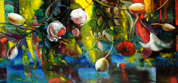 Marine Zuloyan, Paintings - Flowers, POND WITH FLOWERS
