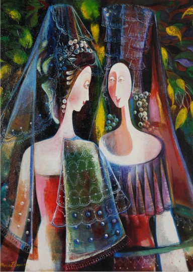 Marine Zuloyan, Paintings - Women, CONVERSATION