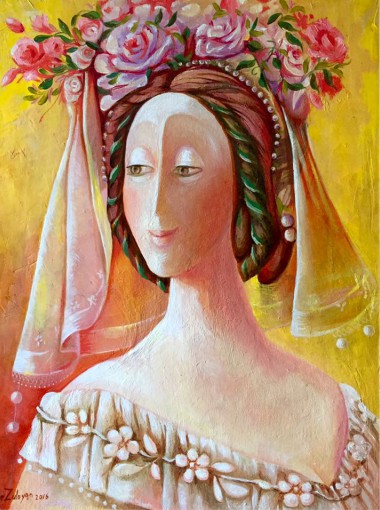 Mariné Zuloyan, Peintures - Les Femmes, LA TIARE DE ROSE